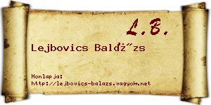 Lejbovics Balázs névjegykártya